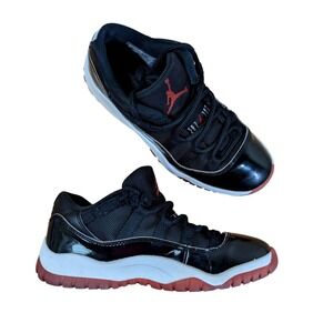 Nike Air Jordan 11 Retro Low "Bred" Black & Varsity Red Boys Youth Size 1Y Shoes